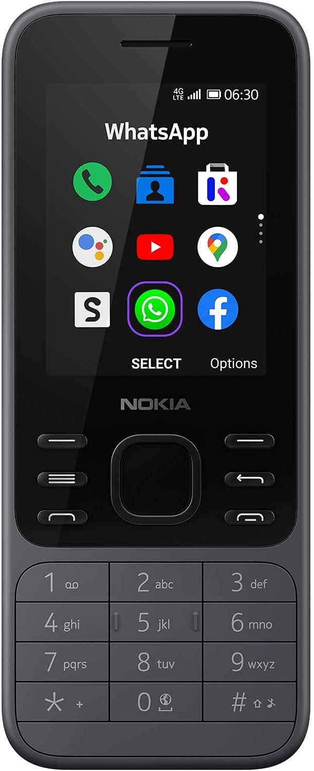 6300 4G, Feature-Phone mit Einfach-SIM, Whatsapp, Facebook, YouTube, Google Maps, 4G und WLAN-Hotspot, Google Assistant, Zuverlässiger Performance und Langlebigem Design - Charcoal
