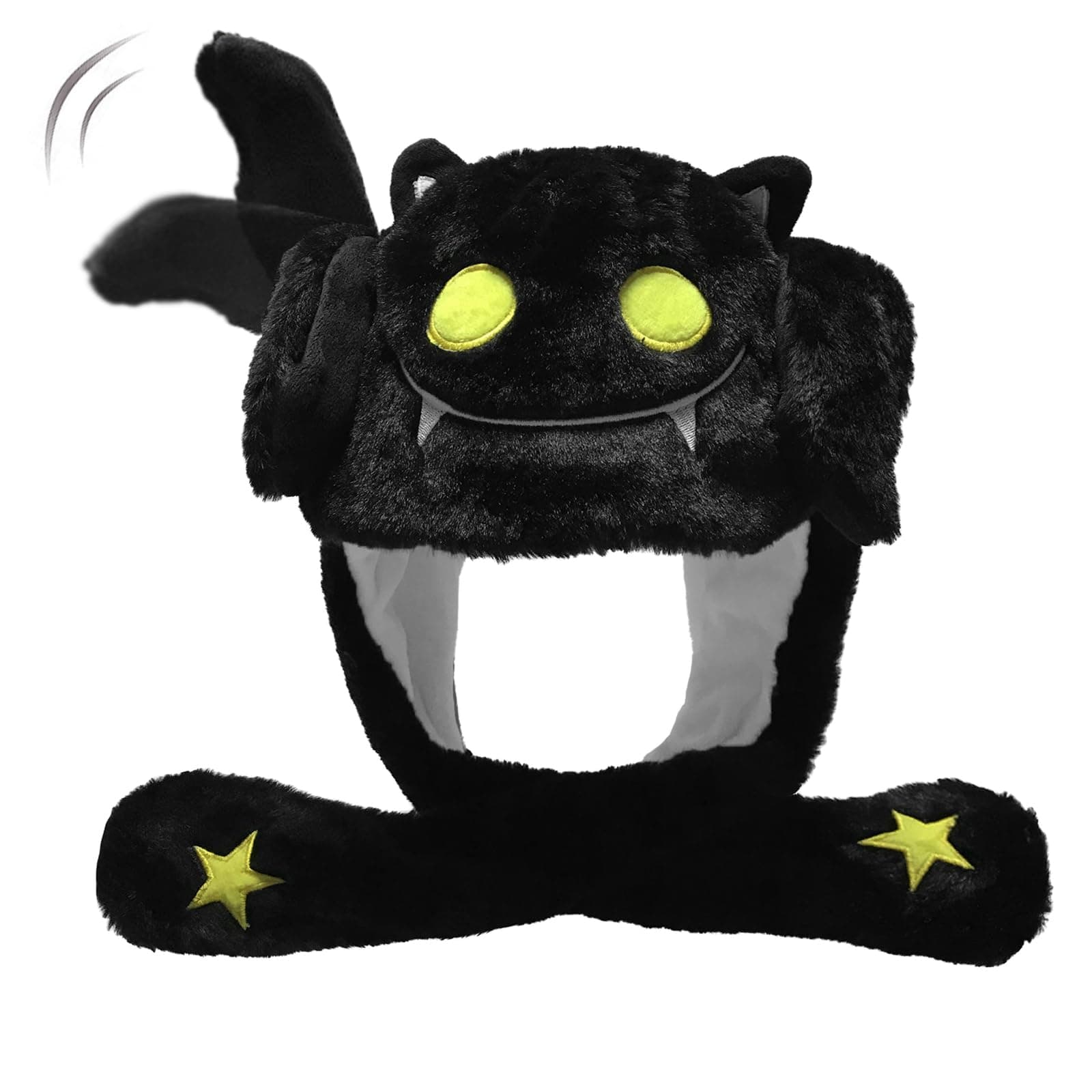 FrxvucEar Moving Jumping Hat Funny Plush Ghost Hat Unisex Earflaps Movable Ears Hat Cosplay Halloween Christmas Party Hat