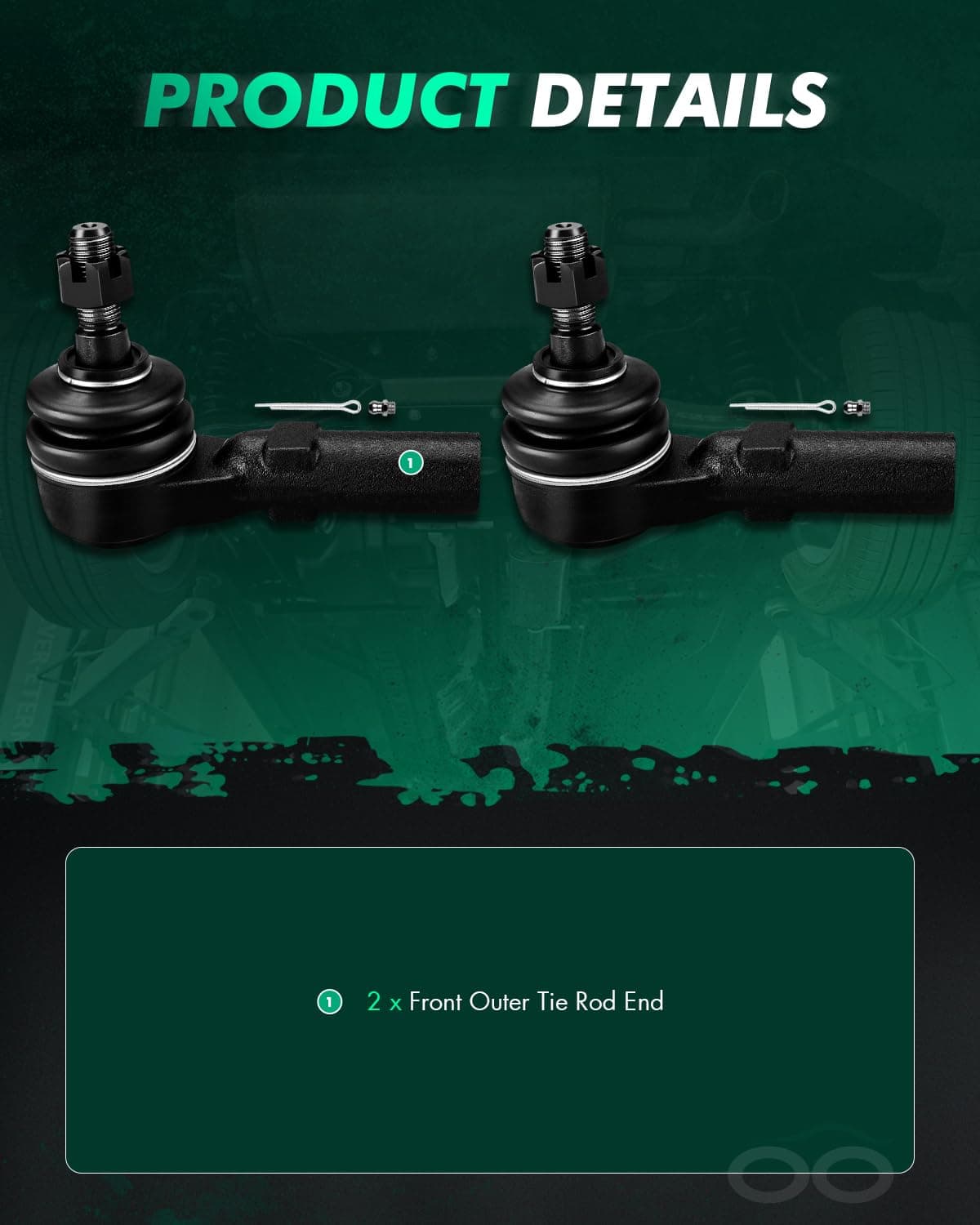 SCITOO 2pcs Suspension Kit Front Outer Tie Rod End fit for 2005-2014 for Ford for Mustang ES80805