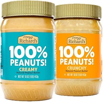 100% All-Natural Vegan Creamy & Crunchy Peanuty Butter with No Added Sugar and Non-GMO Variety Pack (1 Pound, Pack of 2)