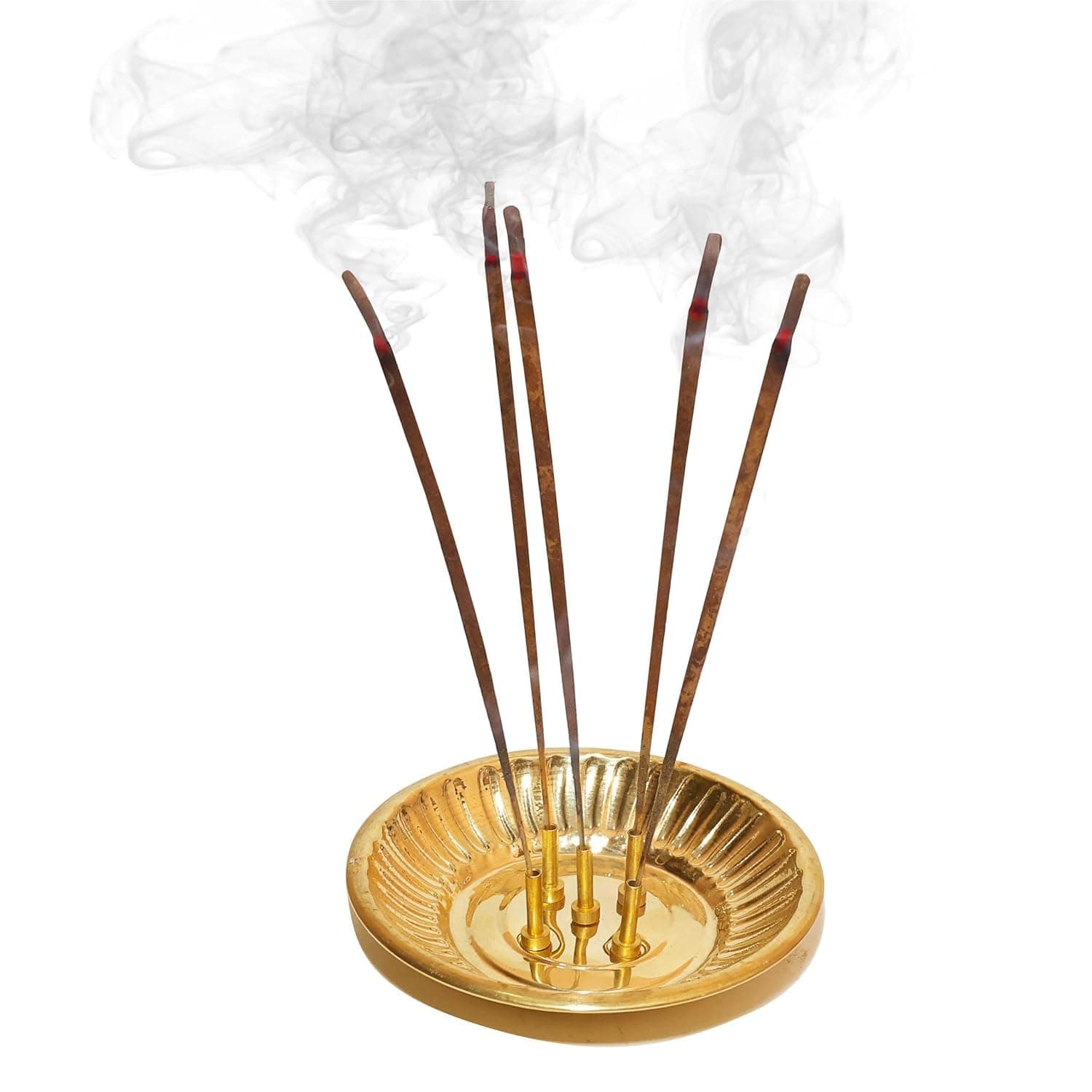 Pure Source India Brass Incense Sticks Holder, Agarbatti Stand with Ash Catch...