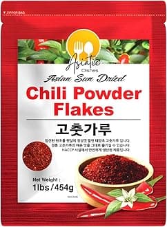 Asiatic Dishes Korean Red Pepper Flakes Gochugaru, Sun-Dried Chili Powder for Kimchi, Stews, Soups, Stir Fry and Everyday Cooking Pack of 1LB