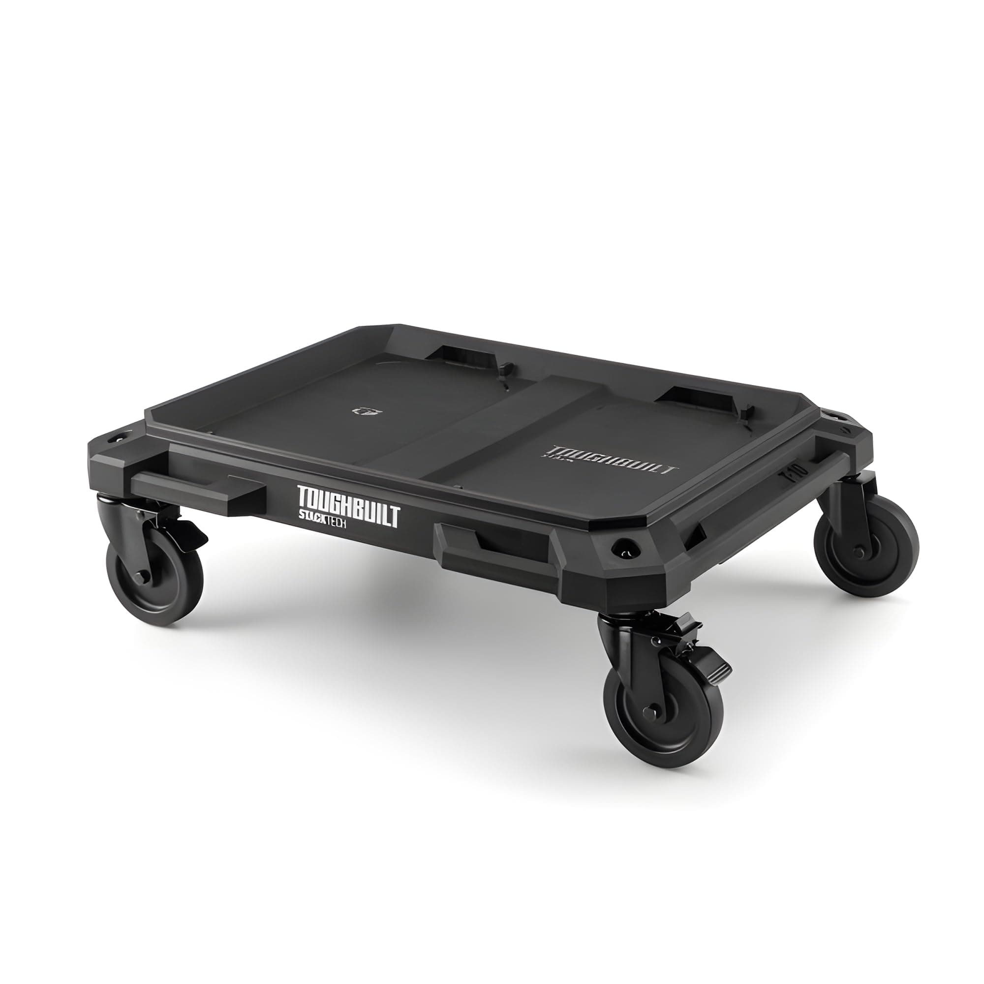 ToughBuilt 4-Wheel Cart, Tool Box Dolly for StackTech Toolboxes and Organizers - Heavy-Duty Rolling Base with Locking Casters, Tie-Down Points and Automatic Lock System