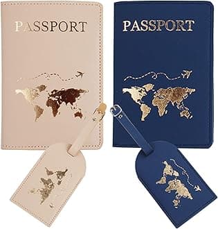 Mr and mrs passport covers and luggage tags gift set，Slim Waterproof Passport Case,newlywed travel gifts for Couples,Bridal Shower Gift