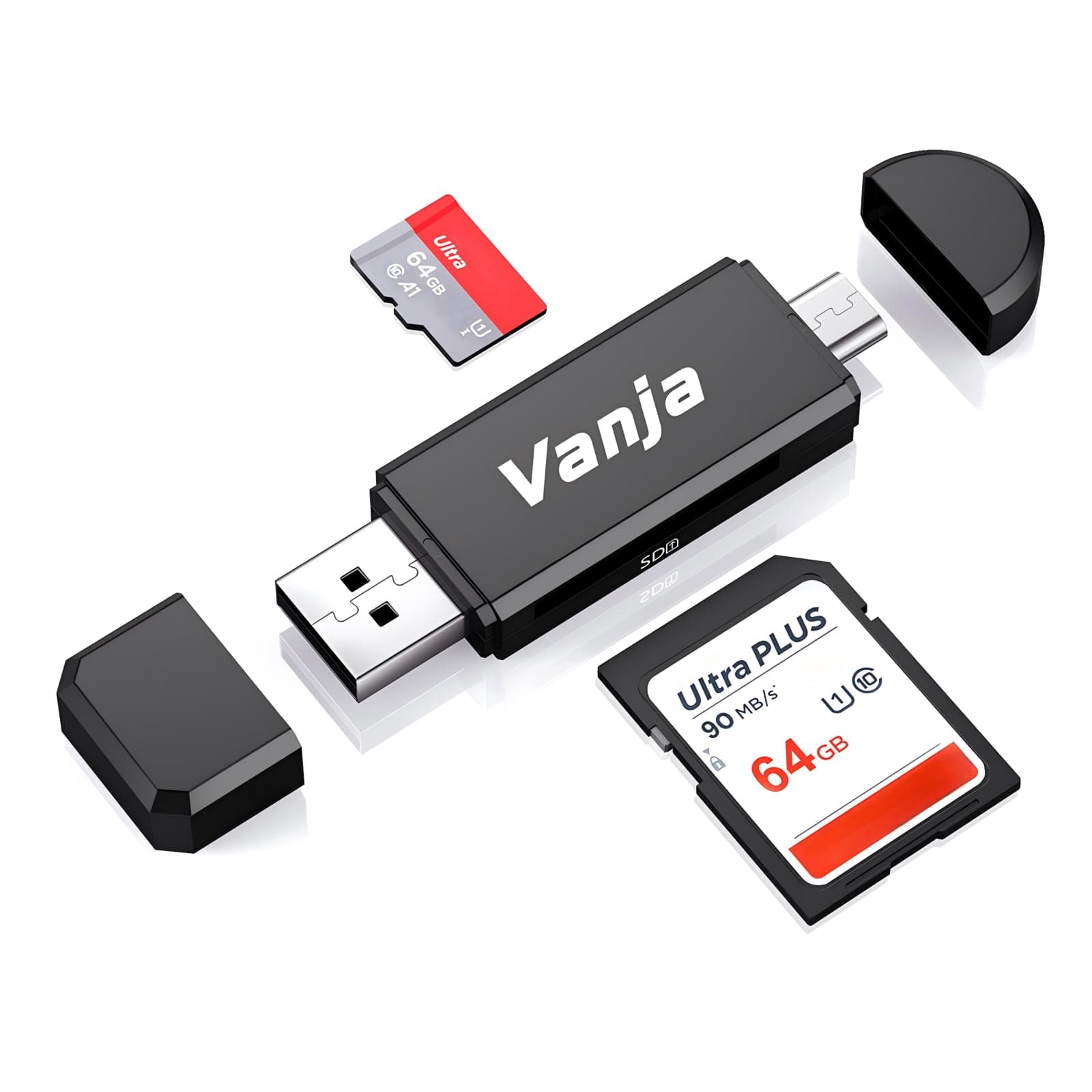 Vanja マイクロUSB to マイクロSDカードリーダーアダプター - Android/PC/ノートパソコン/カメラ対応、SD/SDXC/SDHC/TF/UHS-Iカード対応、OTGプラグ&プレイ