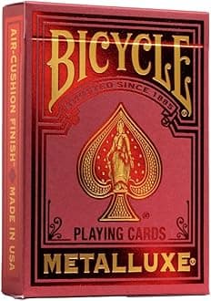 Metalluxe Red Playing Cards - Premium Metal Foil Finish - Poker Size