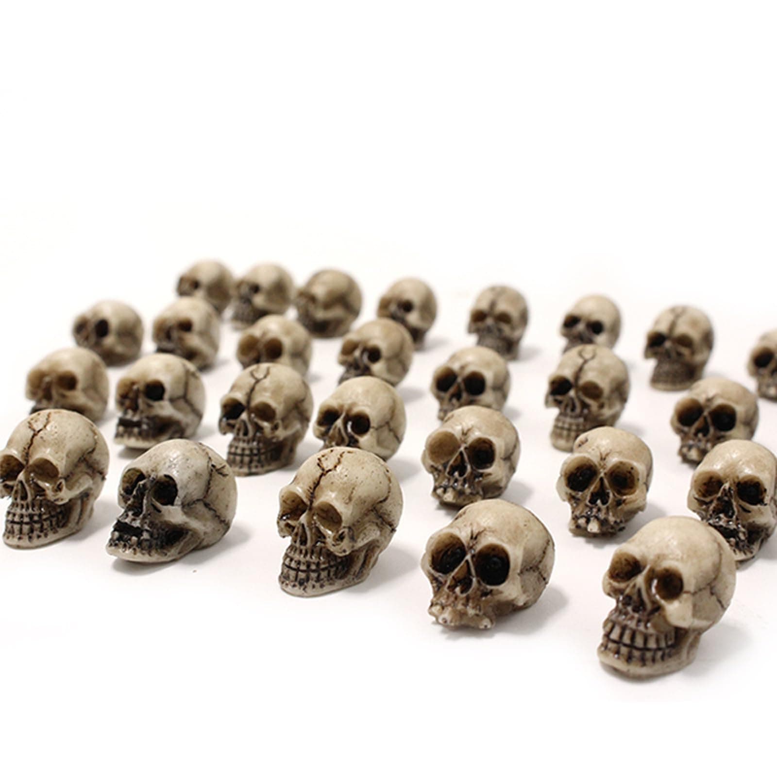 BinaryABC Mini Skull Figurine Miniature Skeleton Head Table Decor,Halloween Micro Landscape Figure,Halloween Prank Props,Haunted Dollhouse Accessories,20PCS