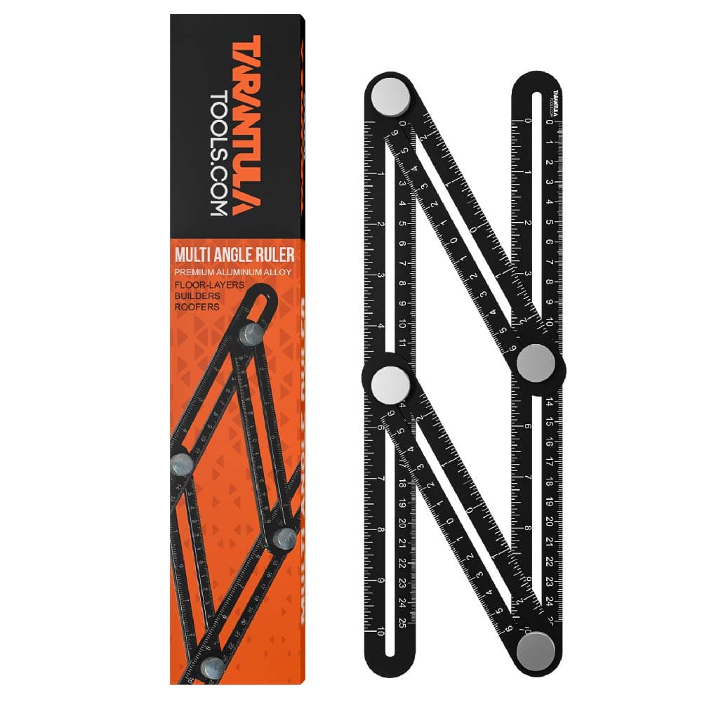 Multi Angle Measuring Ruler - Angle Template Tool - Black Aluminum Adjustable Angle Ruler - Angle Tool - All Metal No Plastic - Easily Set The Right Measurement, Izer, Angles