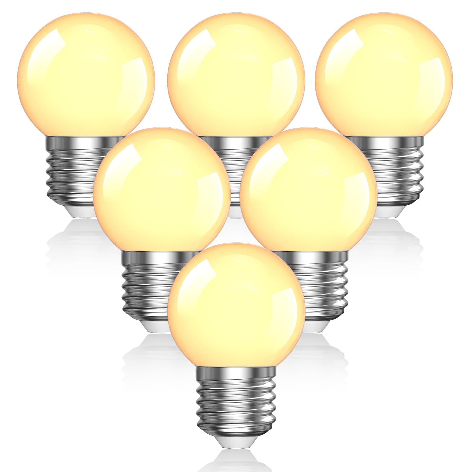 G45 E27 LED Light Bulb 3W (25W Incandescent Equivalent) Energy Saving Edison Screw G45 Golf Ball Bulb, Warm White 3000K Round Mini Globe Frosted Bulb, AC110-230V (Non-Dimmable, 6 Packs)