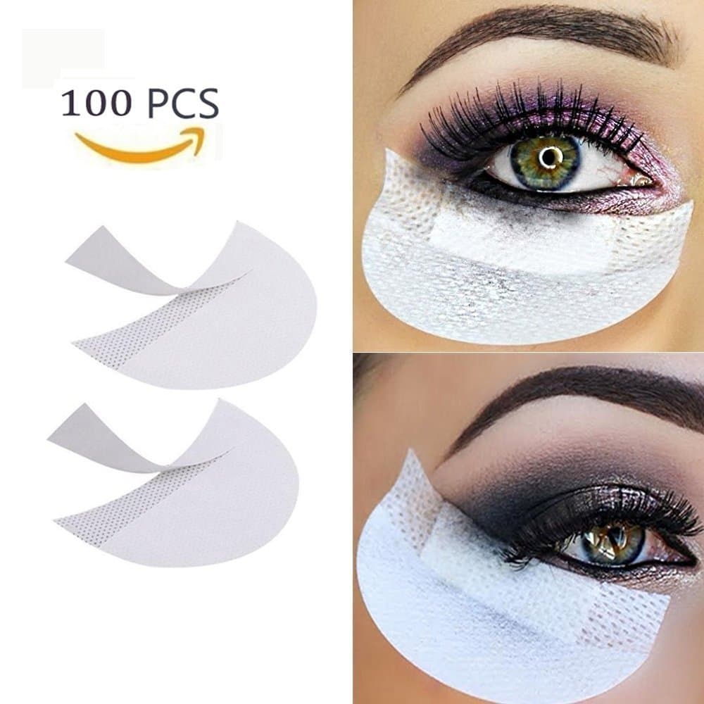 100 Pcs Eyeshadow Shields Non-woven Cloth Eye Eyeshadow under Gel Pad Patches for Eyelash Extensions/Lip Makeup