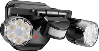 OREiN Motion Sensor Outdoor Lights, 450°Superwide Adjustment Dusk to Dawn Flood Lights Outdoor, 5000K 150W Equiv 3 Modes LED Floodlights, IP65, Black (Hardwired)