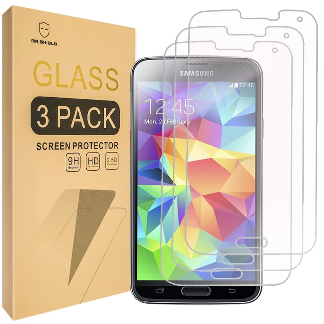 [3-PACK]- Mr Shield For Samsung Galaxy S5 [Tempered Glass] Screen Protector [Japan Glass With 9H Hardness] with Lifetime Replacement Warranty