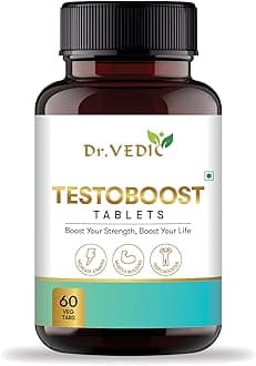 Dr Vedic Men Booster Support Tablets | Boost Energy, Strength & Stamina | Tribulus, Ashwagandha, Ginseng, Mucuna & More (60 Tablets)