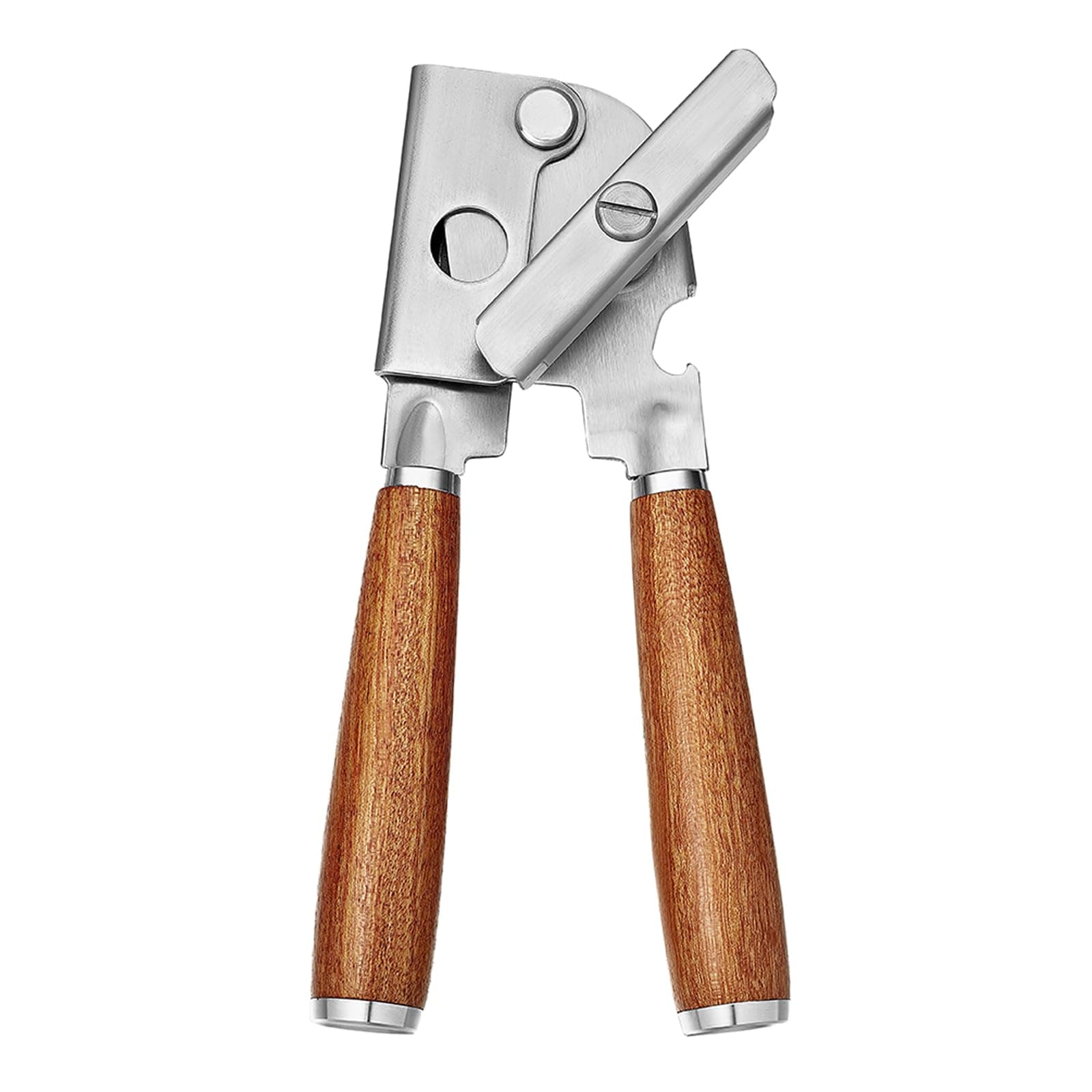 【Utility Upgraded】Rosewood Manual Can Opener - Solid Wood Handle, Sharp Blade with Smooth Edges, Handheld Design, Labor-Saving Large Knob, Multi-Function Bottle Opener, 7.48（in）, KGQ001