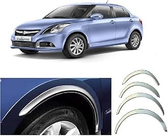 Empica Stainless Steel Wheel Arch Garnish Chrome Fender Lining Trim Moulding Strip Compatible with Maruti Suzuki Swift Dzire [] (Set of 4,Silver)