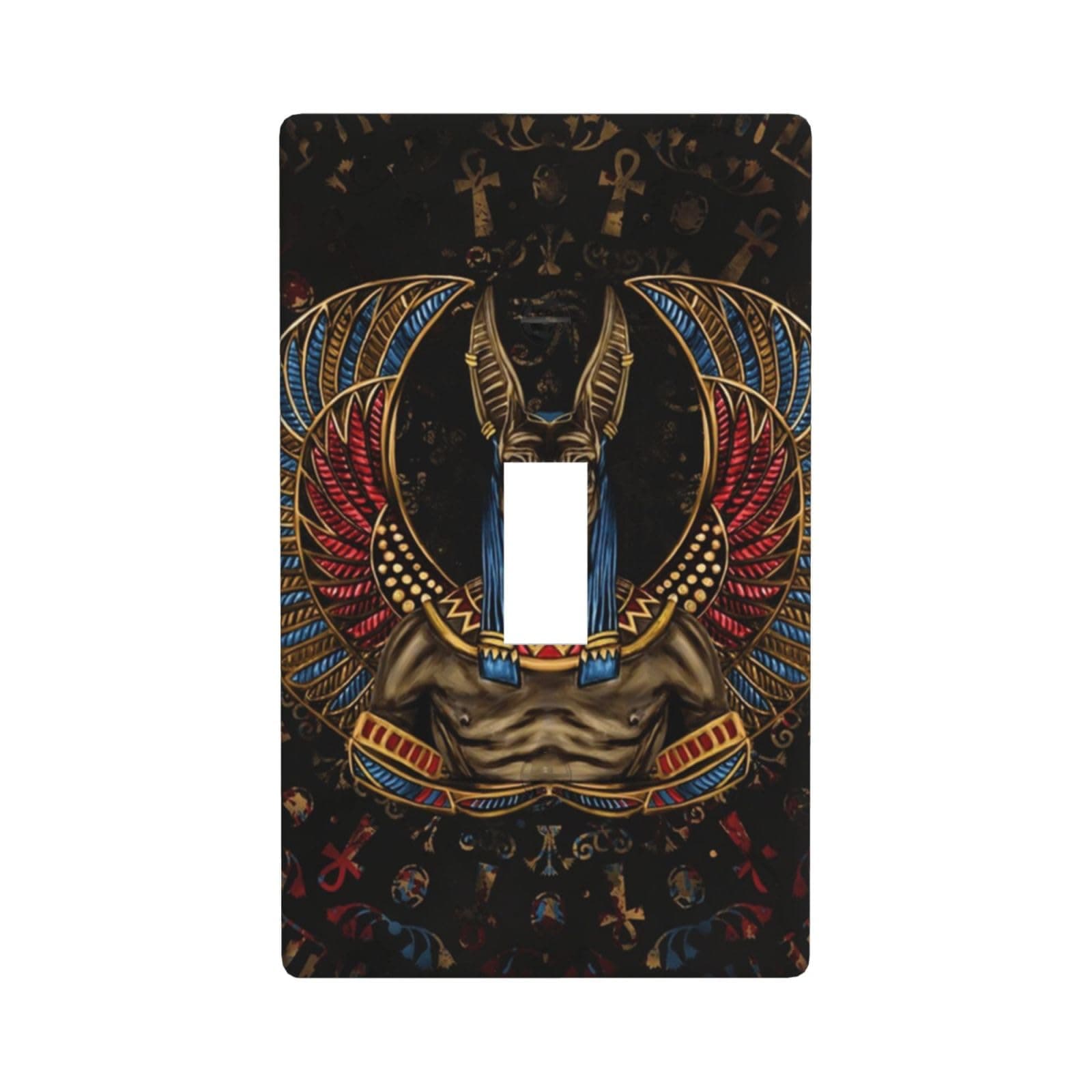 Ancient Egyptian God Anubis Egypt Light Switch Cover Decorative Single Toggle Wall Plate Electrical Faceplate for Home Bedroom Decor 4.50" x 2.76"