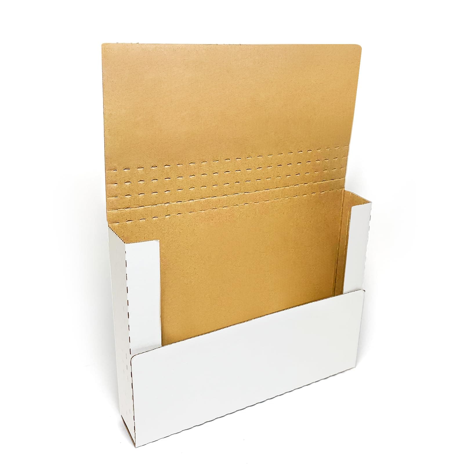 50 Pack, Wonfer Letter Size Corrugated Mailer, 11 1/8 x 8 5/8 x 2'', Easy-Fold Shipping Box, White,Height Adjustable,Literature mailer,Comic book mailer