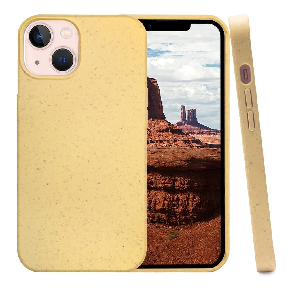 Inbeage Earthever Bio Case for iPhone 13 (2021),100% Biodegradable, Eco-Friendly and Compostable,Plant Bumper,6.1 Inch (Custard Yellow)