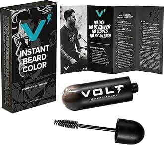 VOLTGrooming Instant Beard Color Single Pack - Smudge and Water Resistant Quick Drying Brush on Color for Beards, Mustaches & Eyebrows - 0.35 Fl Oz (10 ml), Mud (Brown)