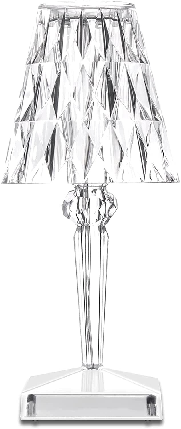 Portable Diamond Rechargeable Bedside Desk lamp Touch Sensor Cordless Table Light 2000 mAh Battery Night Light for Bedroom Living Room Office Outdoor Camping, DINNER warm white (warm white)