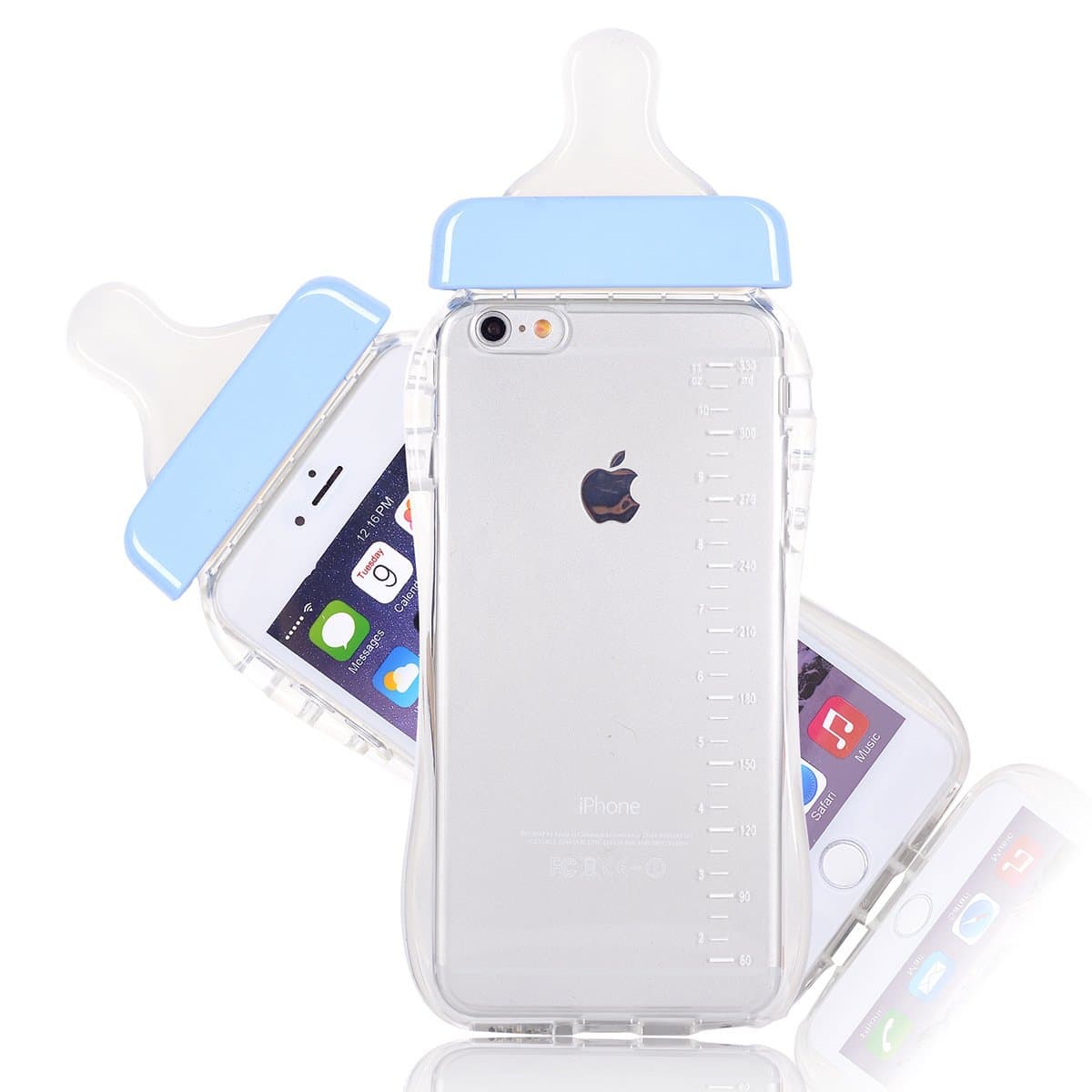 iPhone 7 Case, CHIBI Cute Baby Pacifier Milk Feeding Bottle Shape Soft TPU Clear Case Back Cover for iPhone 7 4.7inch (Blue)
