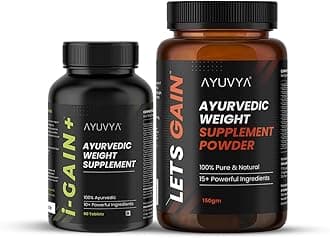Ayuvya i-Gain+ & Lets Gain Weight Support Combo | i-Gain+ Helps In Improving Appetite, Digestion & Nutrient Absorption | Lets Gain Helps In Nourishing Body For Muscle Health