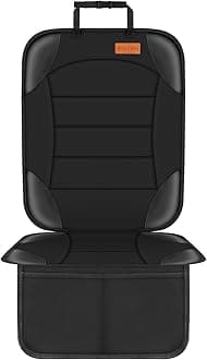 Siivton Car Seat Protector for Child Car Seat,Waterproof Car Seat Cover for Leather and Fabric Seats, 2 Mesh Pockets, Non-Slip Bottom,Thick Padding Cushion