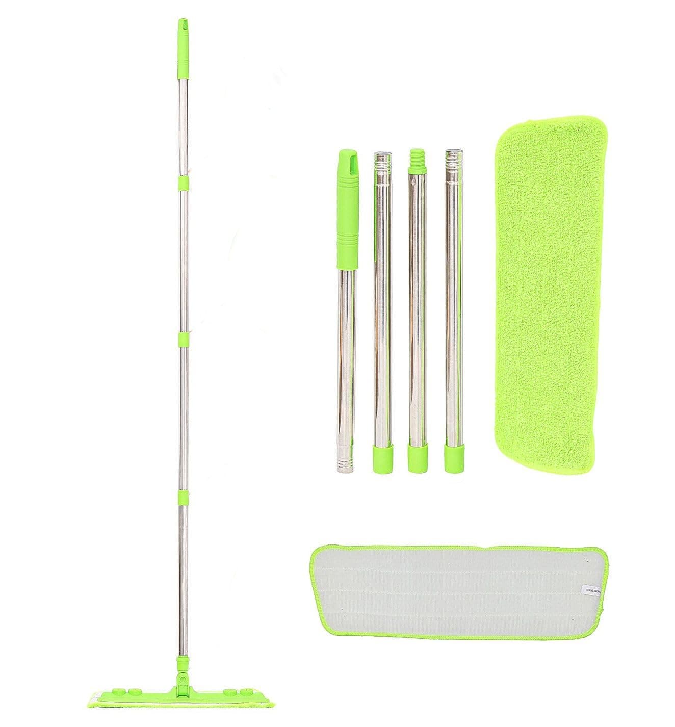 360 Magic Aluminium Microfiber Floor Cleaning Easy Telescopic Handle Flat Mop For Laminate Hardwood Hard Floor Vinyl Tile All Type of Floor Green