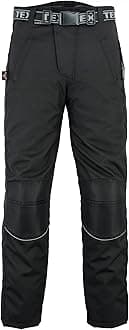 Texpeed Mens Motorcycle Waterproof Overtrousers Motorbike Moped Scooter Rain Biker Pants With Black CE Armour (EN 1621-1) 38W / 30L