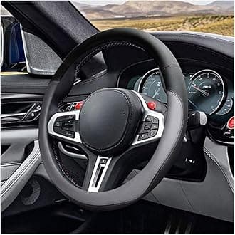 LAINLOY14.5"-15" Car Steering Wheel Cover, Microfiber Leather Cover, Anti-Slip Breathable Steering Wheel Decoration, Universal Steering Wheel Accessories for Diverse Cars (Gray)