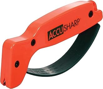 Knife Sharpener, Ergonomic Comfortable Handle, Compact & Easy to Use, Restore and Hone Straight & Serrated Knives, Blaze Orange