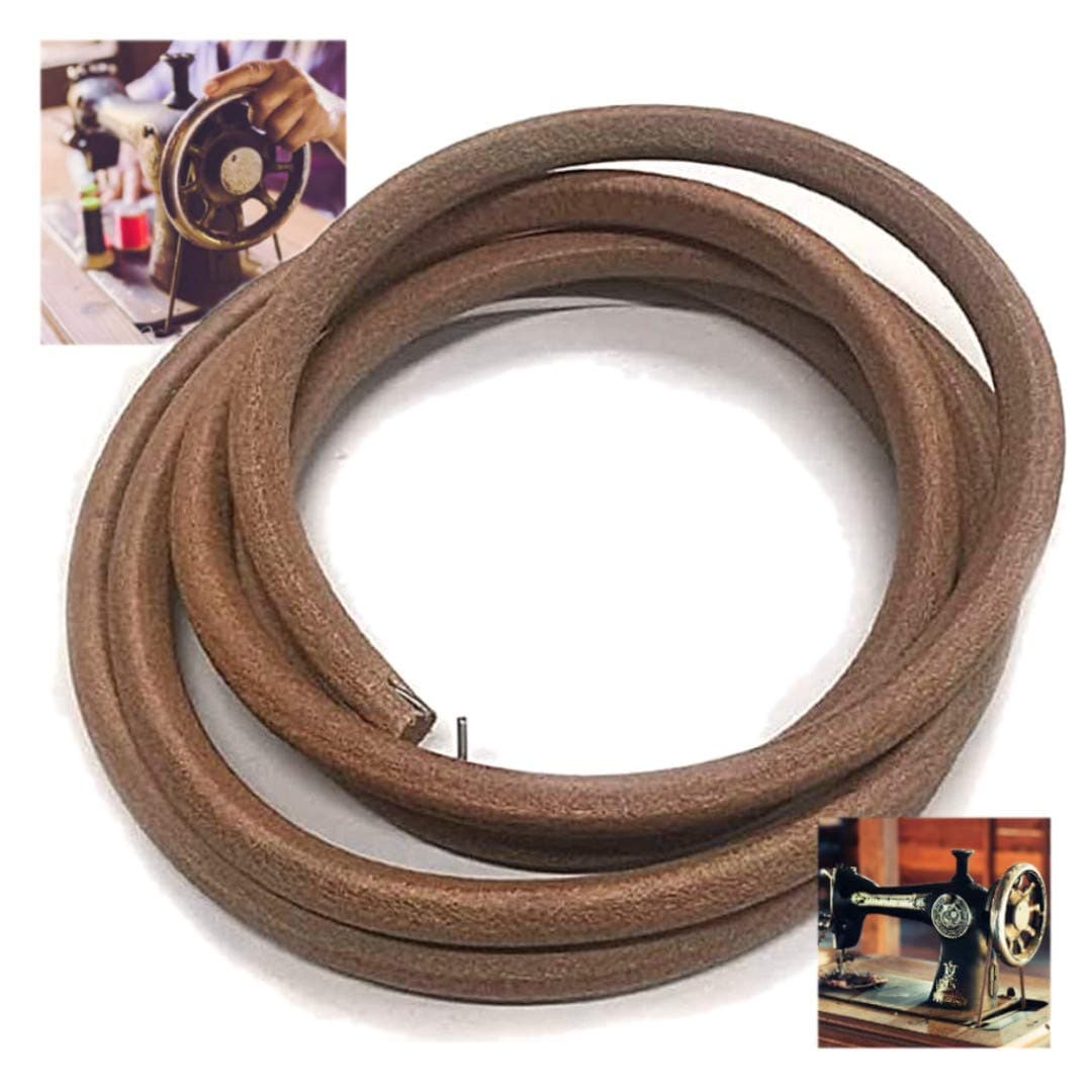 SEWTCO Real Leather Sewing Machine Belt - 71" x 3/16" Treadle with Hook for Singer/Jones Machines