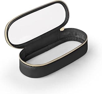 Clear Travel Makeup Brush Holder, Leather Makeup Brush Toiletry Bag, Portable Cosmetic Brush Case, Transparent Waterproof Makeup Brush Storage Bag, Black