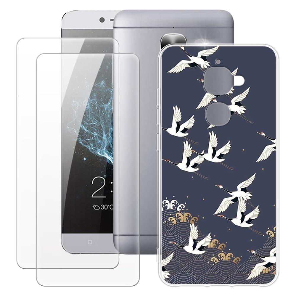 MILEGAO Letv LeEco Le 2 Case + 2PCS Screen Protector Tempered Glass, Ultra Thin Bumper Shockproof Soft TPU Silicone Cover Case for LeEco Le S3 (5.5”)