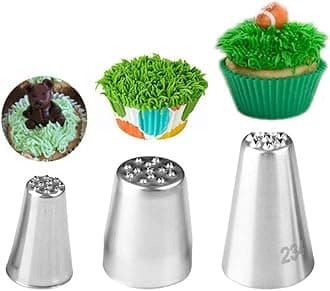 Symphony Wire Piping Nozzles, 3pcs Grass Stainless Steel Icing Piping Nozzle Tips for Cake Fondant Cupcake