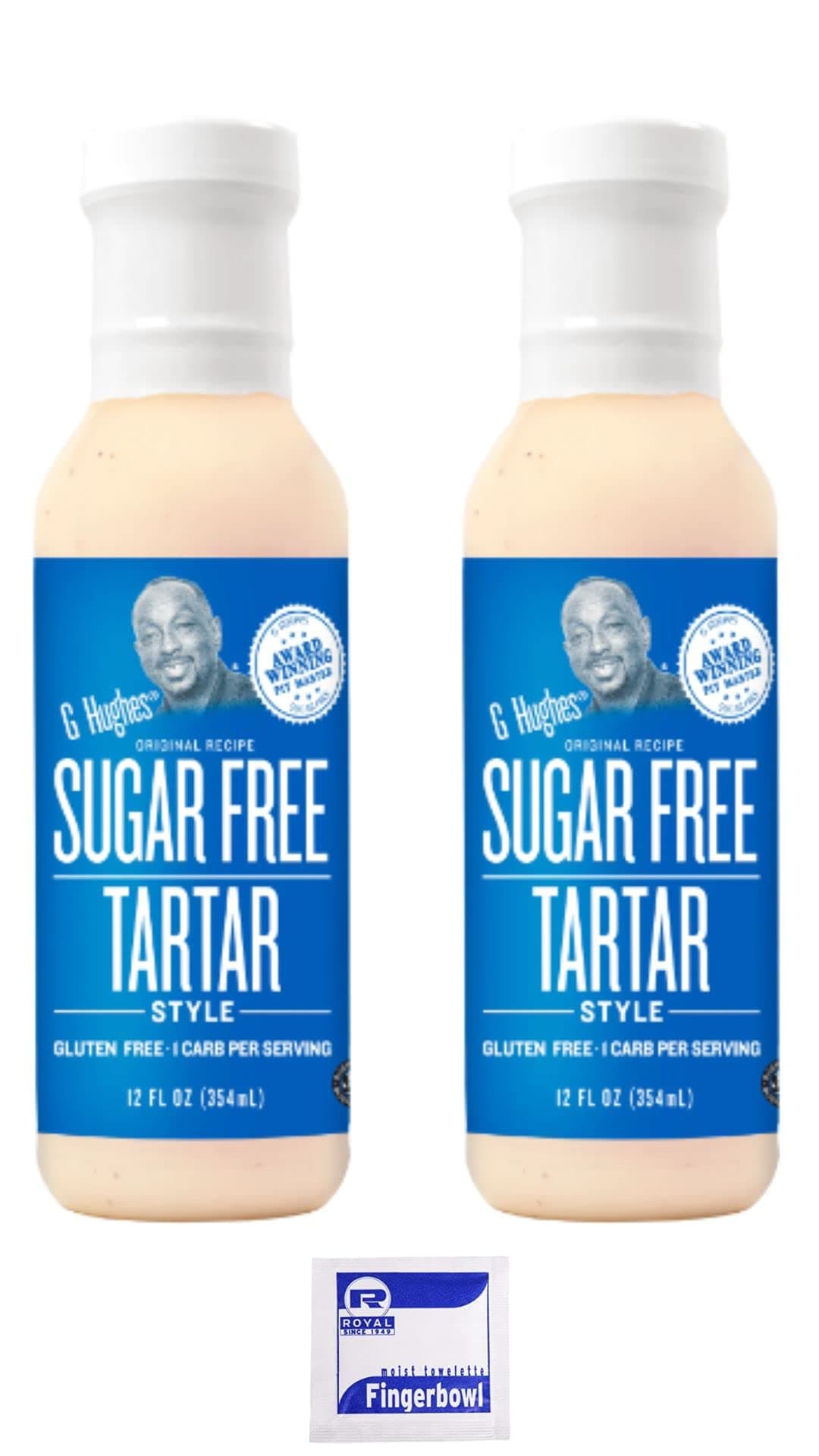 Sugar Free Tartar Style Sauce Two Pack Bundle, Includes Two 12 oz Sugar Free Tartar Sauce and Five Wet Wipe Towelettes