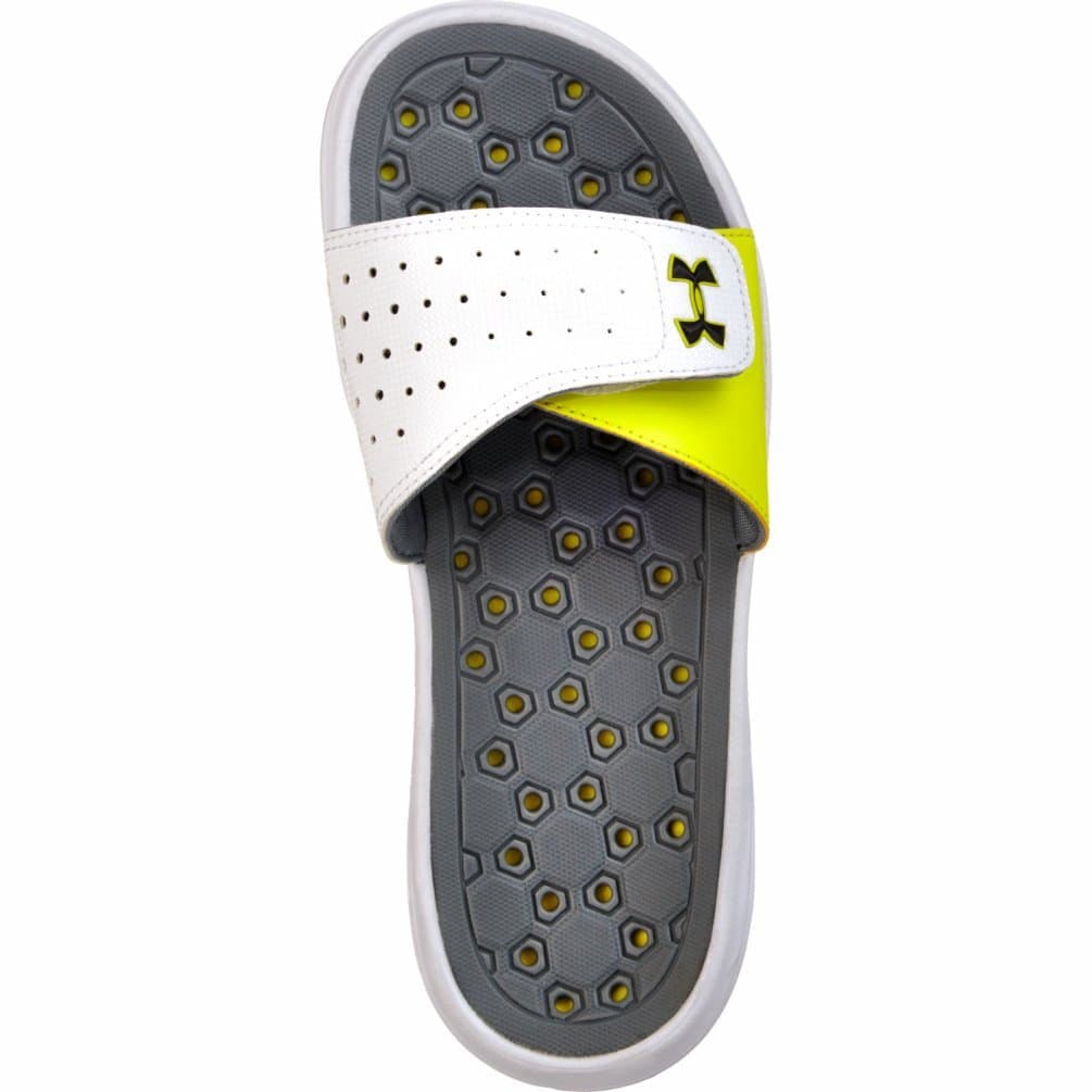 Under Armour Womens Playmaker VI Slide Sandals White/Flash Light/Gravel Size 7