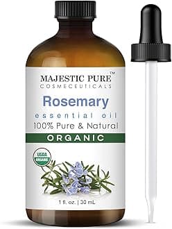 Majestic Pure Organic Rosemary Essential Oil - 100% Pure & Premium Oil for Hair Growth, Skin, Face, Aromatherapy & Diffuser - 1 fl oz | Perfect Oil for Hair Growth