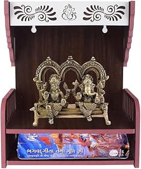 MDF Wooden Temple with Doors | Decorative Pooja Mandir for Living Room & Worship Place (579)