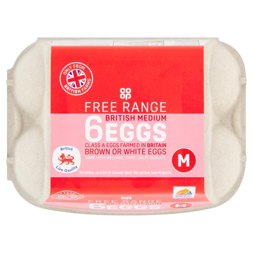 Co-op British Medium Free Range Eggs, 6pcs