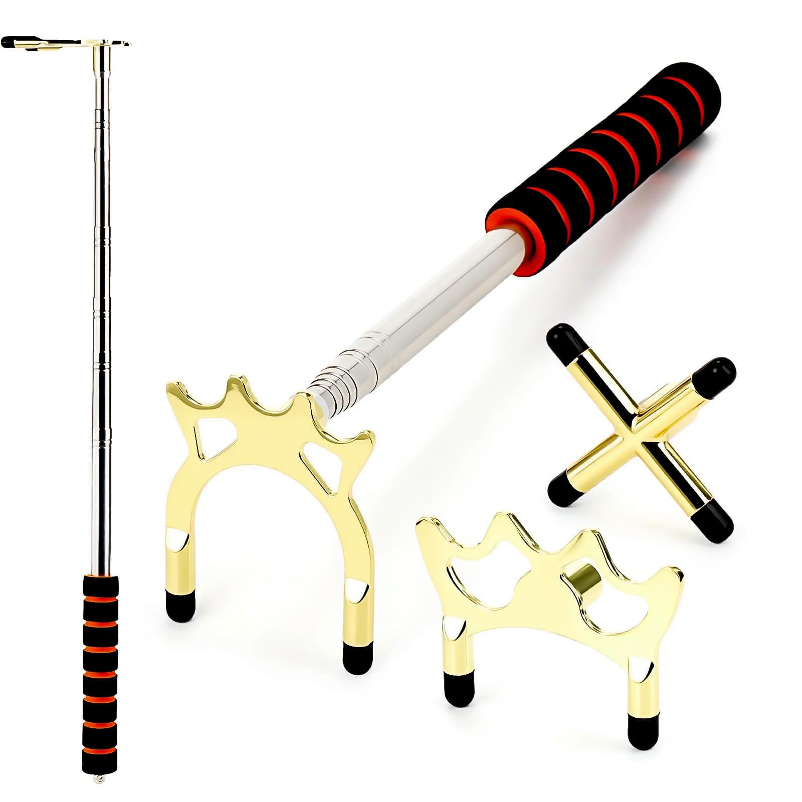 Pumtus Retractable Pool Cue Bridge, Billiards Cue Rest with 3 Pieces Removable Alloy Bridge Head, Snooker Pool Cue Bridge Stick, Billiards Table Accessories for Pool Table, Game, Competition