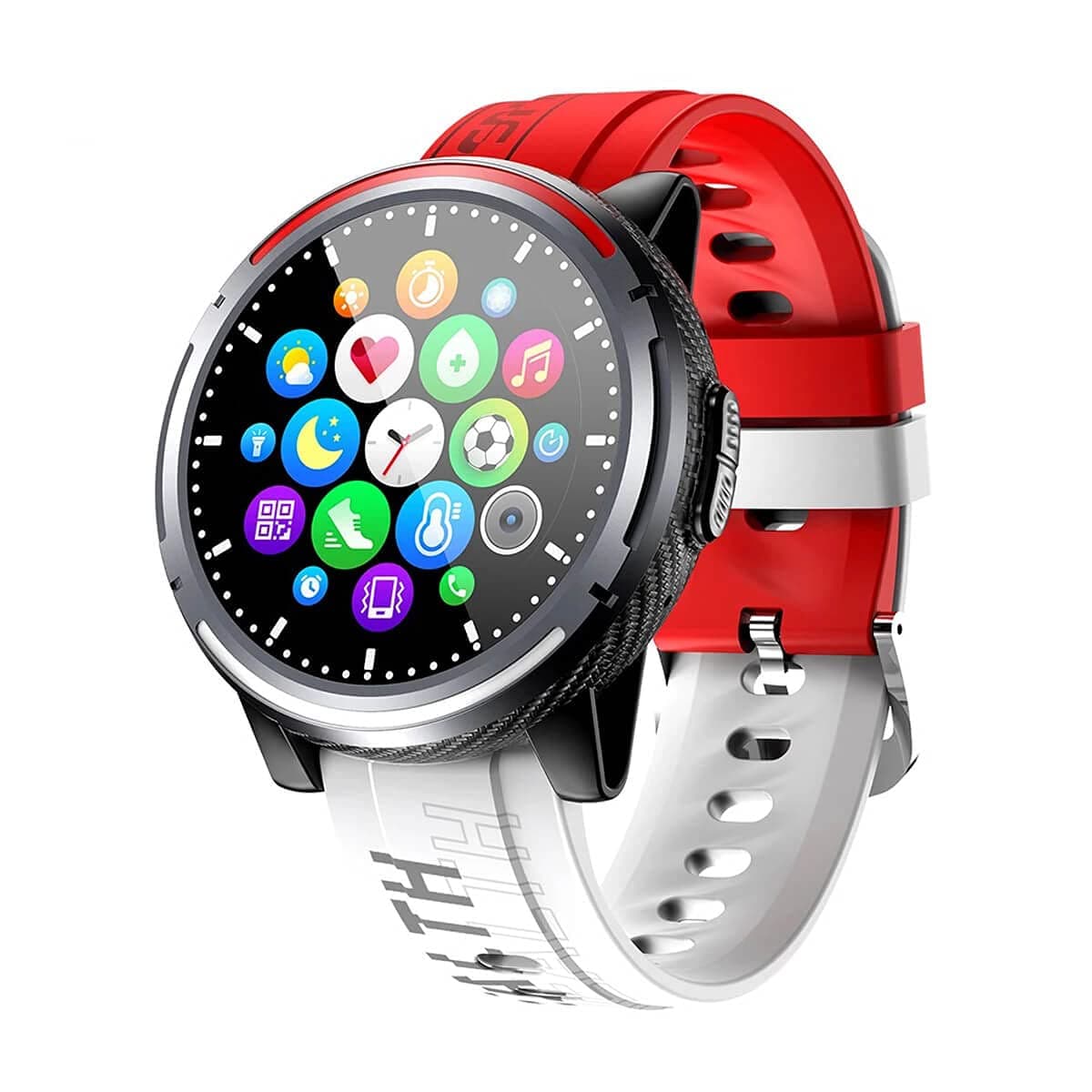 Force24 S26 Smart Watch Men Bluetooth Call Watch HD Display IP67 Waterproof Fitness Tracker Sleep Heart Rate Monitor Music Player Sport Smartwatch for Android iOS (Red & White)