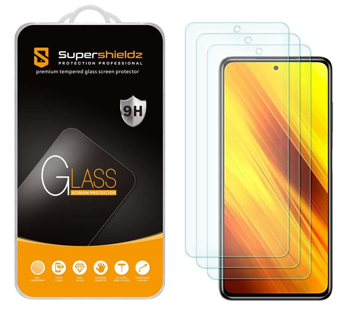 (3 Pack) Designed for Xiaomi Poco X3 / Poco X3 Pro/Redmi Poco X3 NFC Tempered Glass Screen Protector, Anti Scratch, Bubble Free