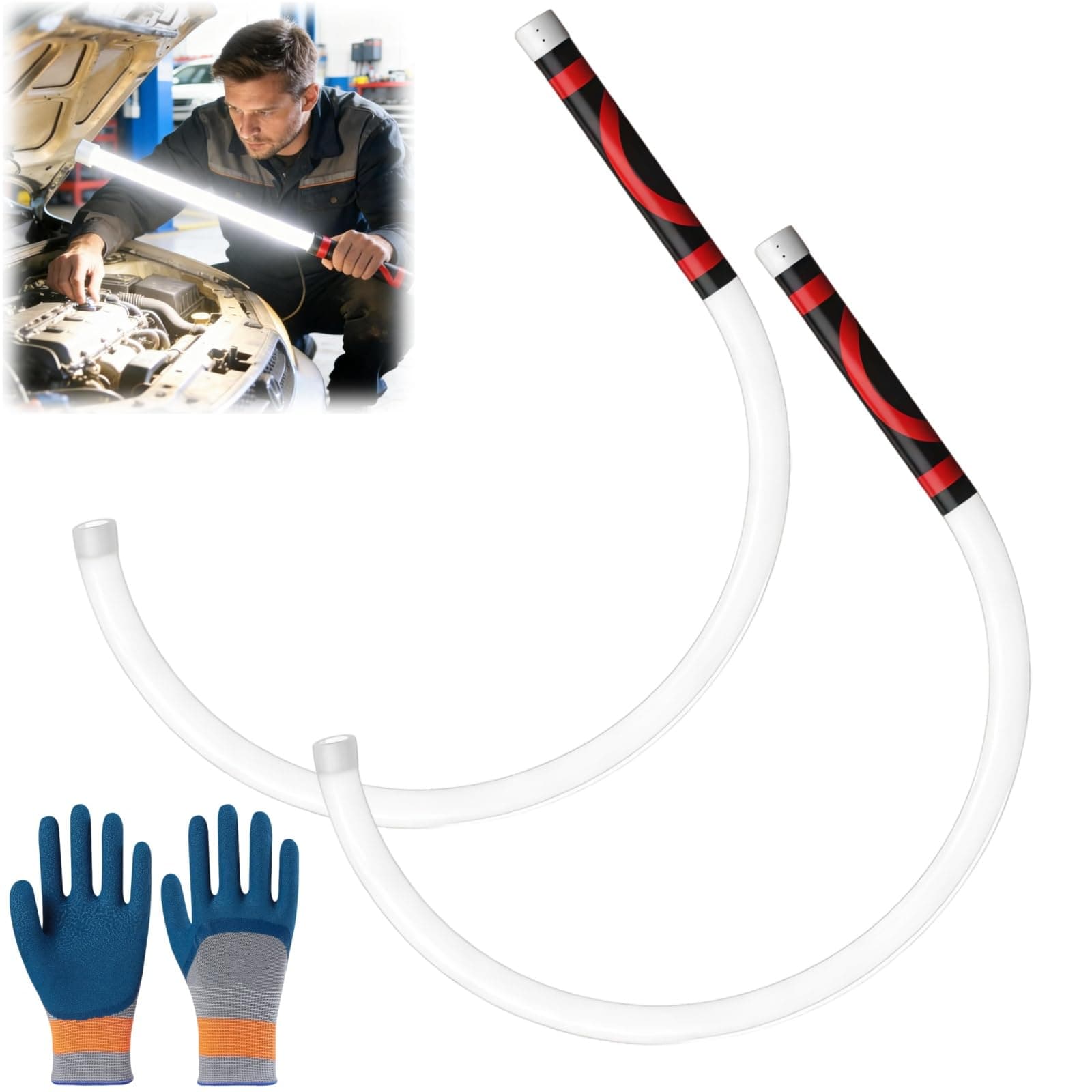 Flexible LED Light Stick, 27" Rechargeable Flashlight with High Lumen & 3 Brightness Modes, Work Light for Car Repairs, Mechanical Inspection in Tight Spaces