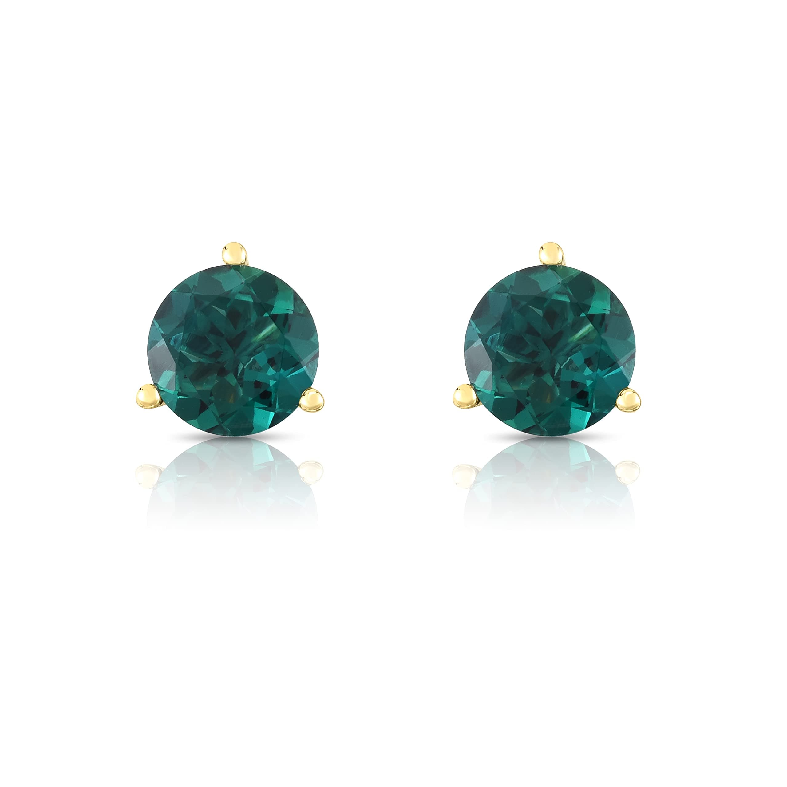 ORO LEONI14K Yellow Gold Lab Created Emerald 7mm Martini Stud Earrings