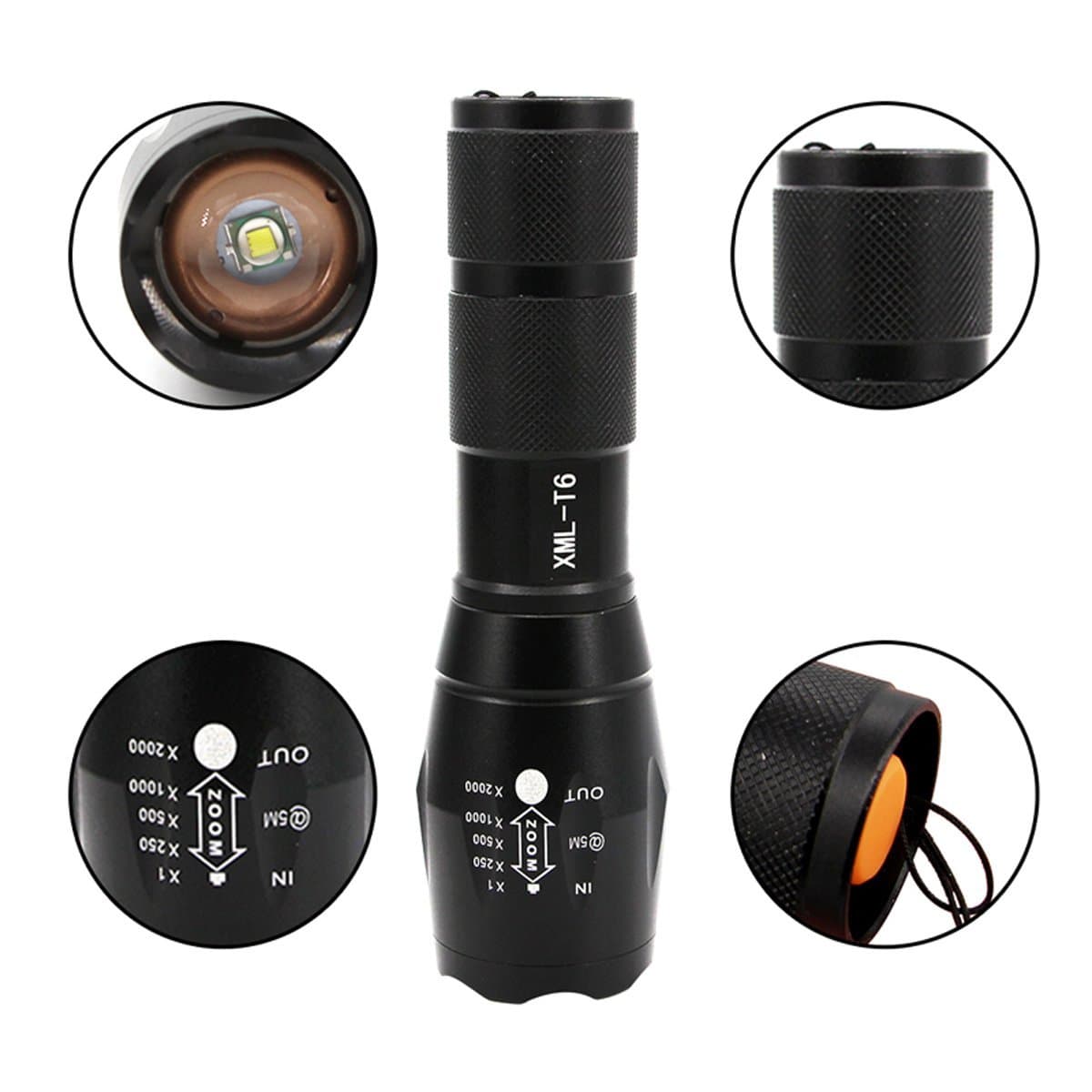 Mikafen Led Flashlight T6 Electric Torch Flash Lamp Strong Torch White Beam