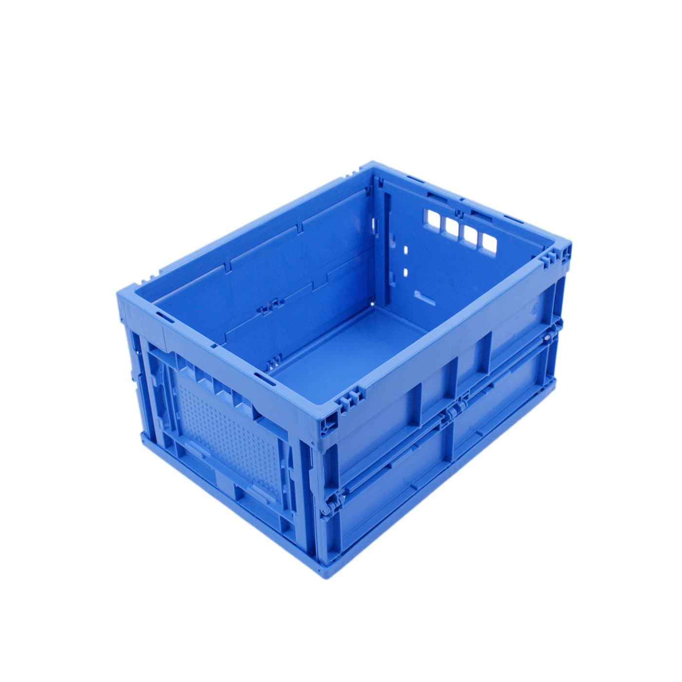 FOLDING STORAGE BOX 20 L, boxes for storage, plastic boxes, strong stackable container, 40x30x22cm, blue