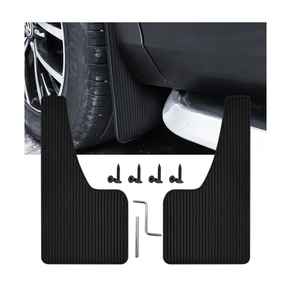 CGEAMDY 2 Piece Splash Guard Universal Car Mud Flaps Splash Guard for Cars, Front and Rear Mud Flaps Guard Splash Accessories (Black)