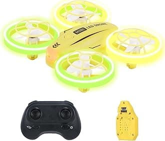 Mini Drone for Beginners, Colorful LED RC Drone, RC Quadcopter with Headless Mode, 360 Flips, Altitude Hold, 3 Speeds Mode, Full Propeller Protect, Gifts for Adults, Yellow