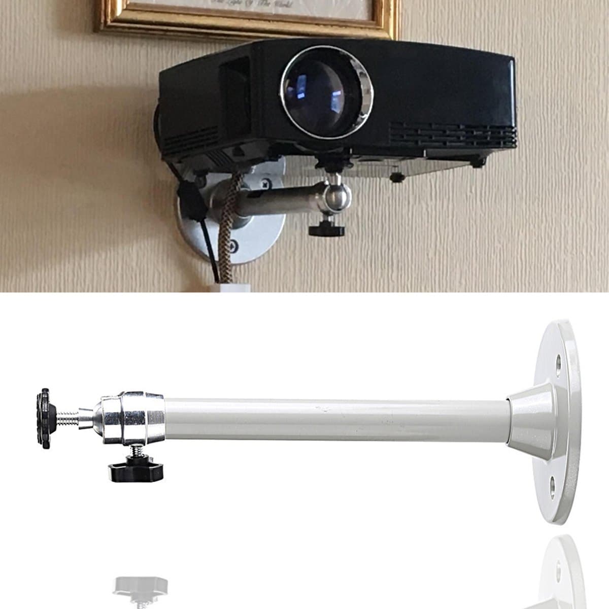 8.3inch Length Mini Projector Wall Ceiling Mount Hanger, Aluminum Alloy LCD/DLP Video Projection Mount Bracket, 1/4inch Thread & 6.6 lbs Safe Load